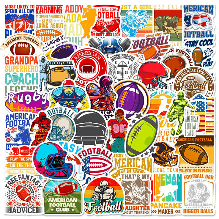 50 Pcs Rugby Text Stickers Sports Match Stickers Water Cup Computer ...