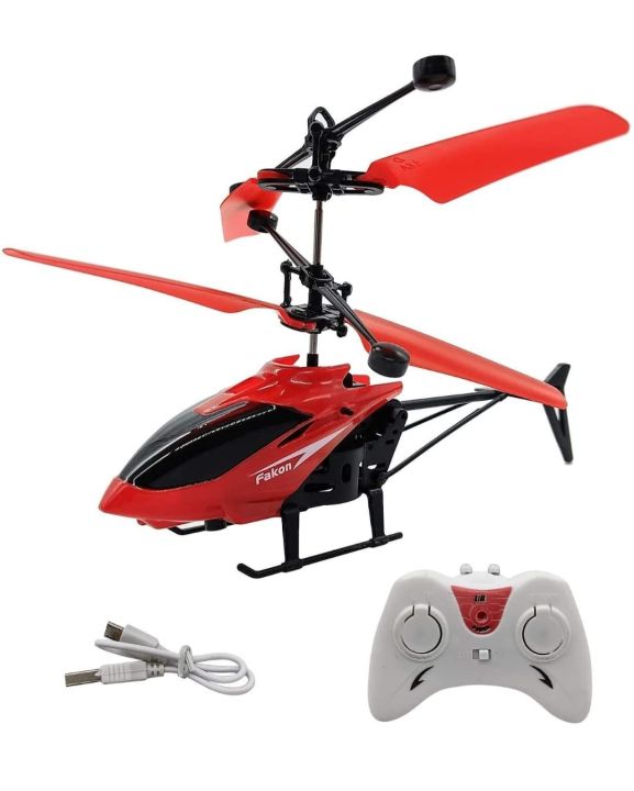 Remote Control Velocity Flying Helicopter With Unbreakable Blades Infrared Sensors & Light, 2D/2.5D Transmitter | Red |, Kid