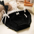 Japanese Panty Black Panties Women's Underwear Sexy Lace Panties Girls' Tie Bow Briefs Low Waist Comfort Underpants Lingerie. 