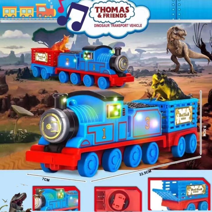 [Ready to Send] cartoon train Thomas train crash back carry 1 dinosaur baby toy with fire