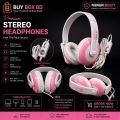 Koniycoi KT-5300MV Pink Wired Stereo Headphones with Mic | 3.5mm Over-Ear Headset | Volume Control | High Bass Sound | For Mobile, PC, Laptop & Online Class.