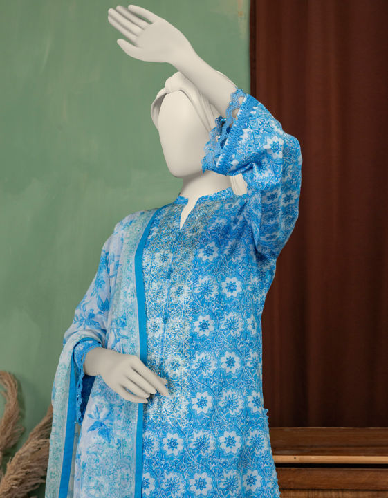 J. Junaid Jamshed Unstitched 3 Piece Suit For Women and Girls - Colour:  MULTI Designcode: JLAWN-S-25-3432 FLOR | Daraz.pk