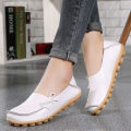 New Moccasins Women Flats 2024 Autumn Woman Loafers Genuine Leather Female Shoes Slip On Ballet Bowtie Women's Shoes Big Size.