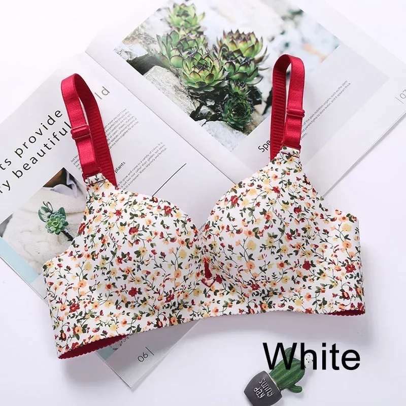 Women Flower Print Seamless Bra Sexy Lingerie Floral Push Up