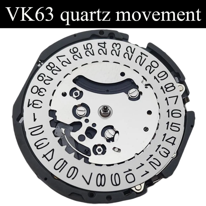 VK63 Quartz Watch Movement 3 o'clock Date Chronograph 24 Hours For VK63 ...