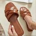 Women's Flat Sandal Summer Breathable Hollow out Slip-On Casual Comfortable PU Leather Sandals. 