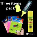 sticky notes Highlighter and glue stick combo pack...2+2+1=5psc.