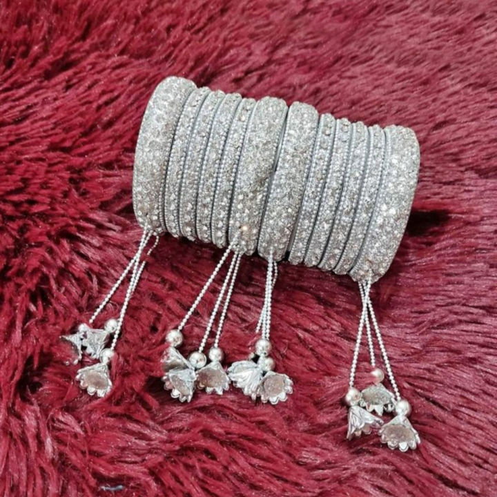 Joypuri Indian Silver Plated Bangles Bracelets Jhumka Churi