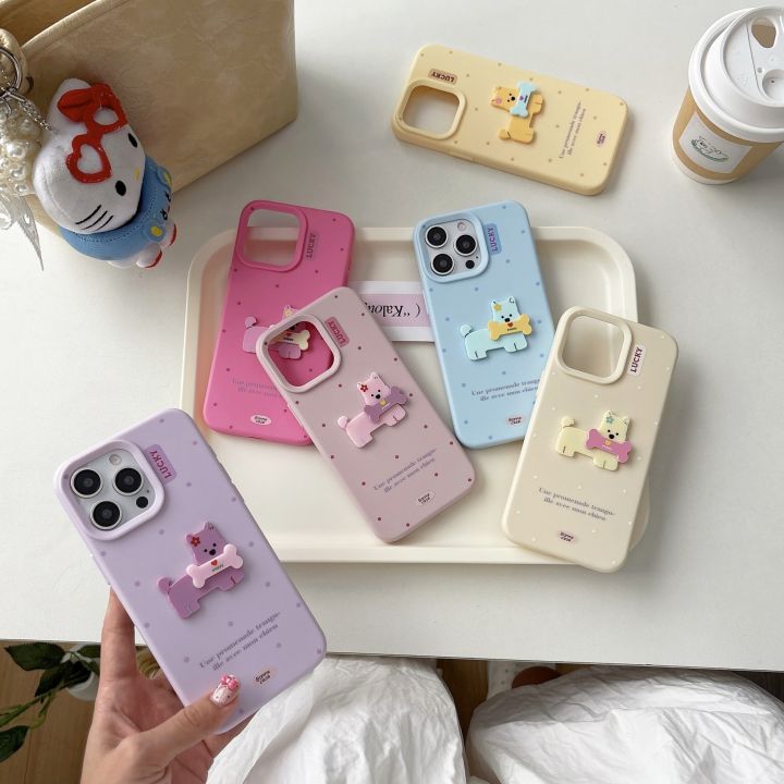 INS Cute Cartoon Greedy Puppy Soft Silicone Phone Case For iPhone 16 Pro Max 15 Plus 14 13 12 Pro Max Kawaii Bumper Cover