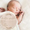 Wooden Hello World Birth Announcement DIY Sign Wood Baby Milestone Card Recording Cards Baby Photography Props Birth Cards. 