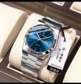 Pecolagar Quartz Men’s Stainless Steel Watch with Day & Date Display – Silver.