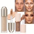 BEAUTY GLAZED 2pcs Face Makeup Set,Concealer Liquid Foundation+Cream for Contouring,Long-lasting Waterproof Matte Full Coverage. 