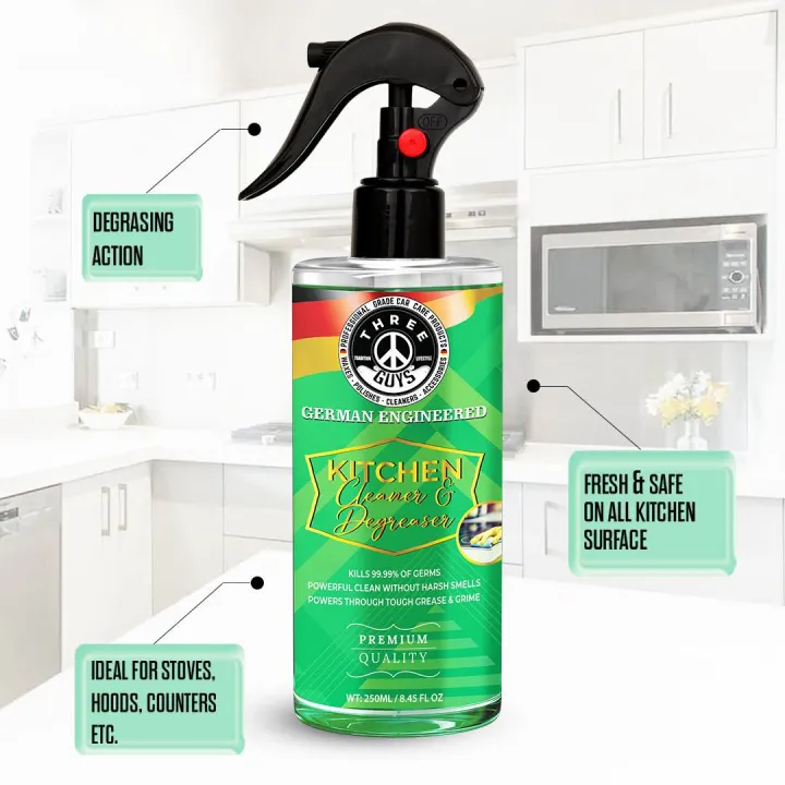 Kitchen Cleaner & Degreaser – Heavy Duty, Germ-Killing & Grease-Fighting Formula | THREE GUYS - German Engineered