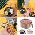 4 in 1 Condiment Jars Seasoning Box Set Spice Storage Spice Containers with Serving Spoons Spices Storage Box Kitchen Salt Pepper Ceramic Spice Jar Set Seasoning Dispensers with Spoon 350ml.
