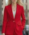 Autumn long-sleeved solid colour cardigan one-button small suit jacket for women. 