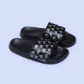 Mens Premium Slide Sandals – Black with Iconic Triple Stripe Logo.