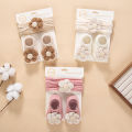 2Pcs/Set Ins Waffle Blossom Flower Nylon Headbands Non-Slip Short Cotton 0-12M Socks Stockings Elastic Hair Bands Headwear. 