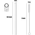 12 Reusable Clear Boba Straws, 13 mm x 10.5 in, Jumbo Hard Plastic Smoothie Straws for Bubble Tea, Popping Pearls with 2 Brush. 