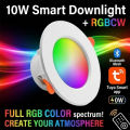 for Tuya Smart Bluetooth Downlight 10W LED RGBCW Dimmable Recessed Ceiling Lamp App Group Control Spotlight for Party Atmosphere. 