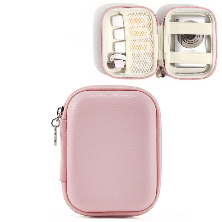 Digital Camera Case for CAMKORY, Small Travel Compact Camera Holder with Mesh Pocket for Accessories SD Card (Pink)