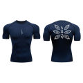 Graphic Print Compression Shirt for Men Gym Workout Running T-Shirt Tees Tops Athletic Quick Dry Undershirt Baselayer Activewear. 