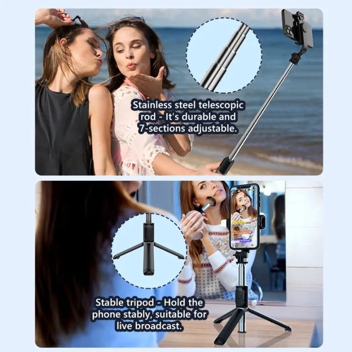 Q07%20Selfie%20Stick%20&%20Mini%20Tripod%20with%20Bluetooth%20Remote,%20Fill%20Light%20&%20100cm%20Extendable%20Rod%20for%20Phones%20-%20Image%204