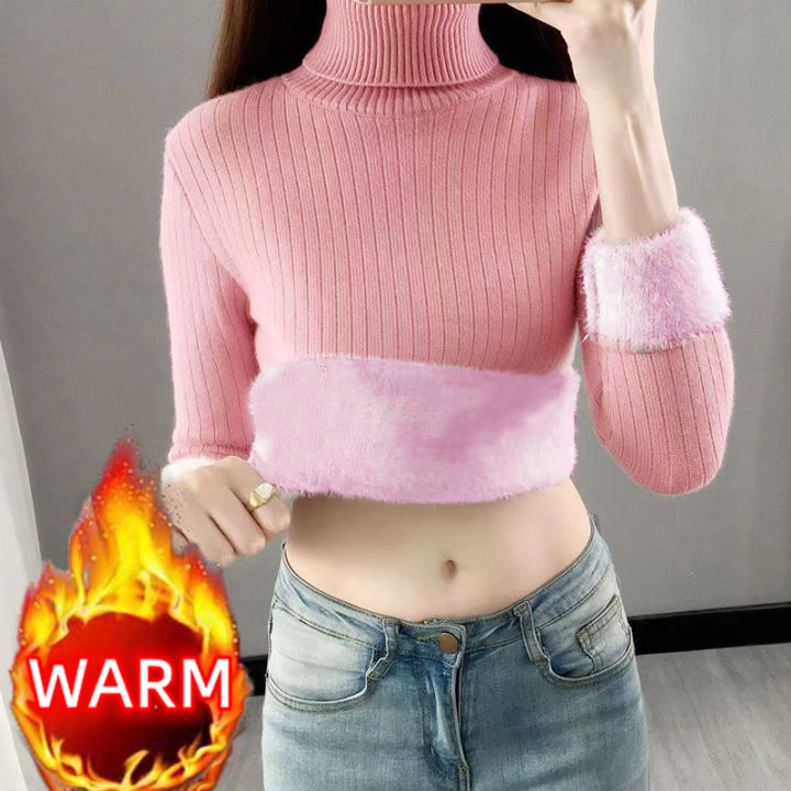 Turtleneck%20Winter%20Sweater%20Women%20Elegant%20Thicken%20Velvet%20Lined%20Warm%20Sueter%20Fleece%20Knitted%20Pullover%20Slim%20Top%20Jersey%20Knitwear%20Jumper%20-%20Image%204