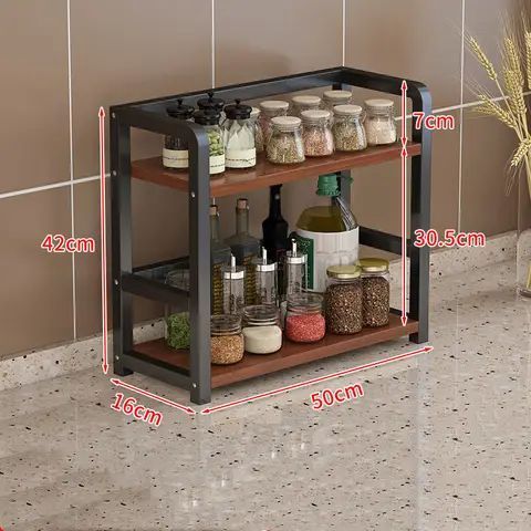 Metal 2 Tier Kitchen Storage Rack Space Saving Countertop Spice Rack ...