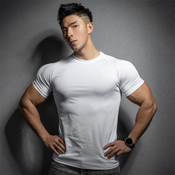 2026%20New%20Running%20Men's%20T-Shirt%20Sports%20Leisure%20Gym%20Exercise%20Training%20T-Shirt%20Elastic%20Quick%20Drying%20Short%20Sleeve%20T-Shirt%20Men%20Tops%20-%20Image%202