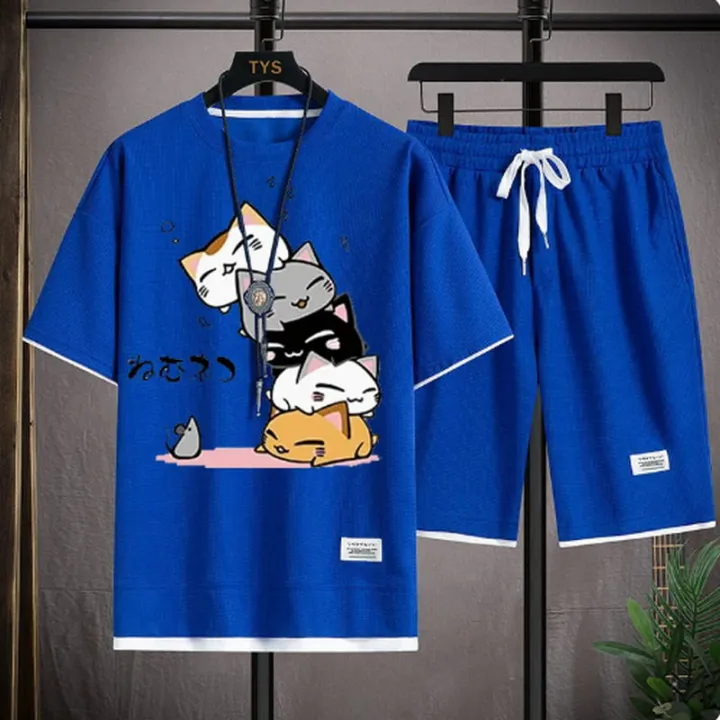 2024%20Men's%20Summer%20Waffle%20Set%20Brand%20Fashion%20Casual%20T-shirt+Shorts%20Set%20Men's%20Sports%20Set%20Loose%20ComfortableSlo%20Two-piece%20Set%20-%20Image%204