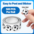 500Pcs/Roll Colorful Footballs Soccers Sport Stickers 2.5cm/1.0'' 16 Designs Decals Diy Adorn  for Various Packaging. 