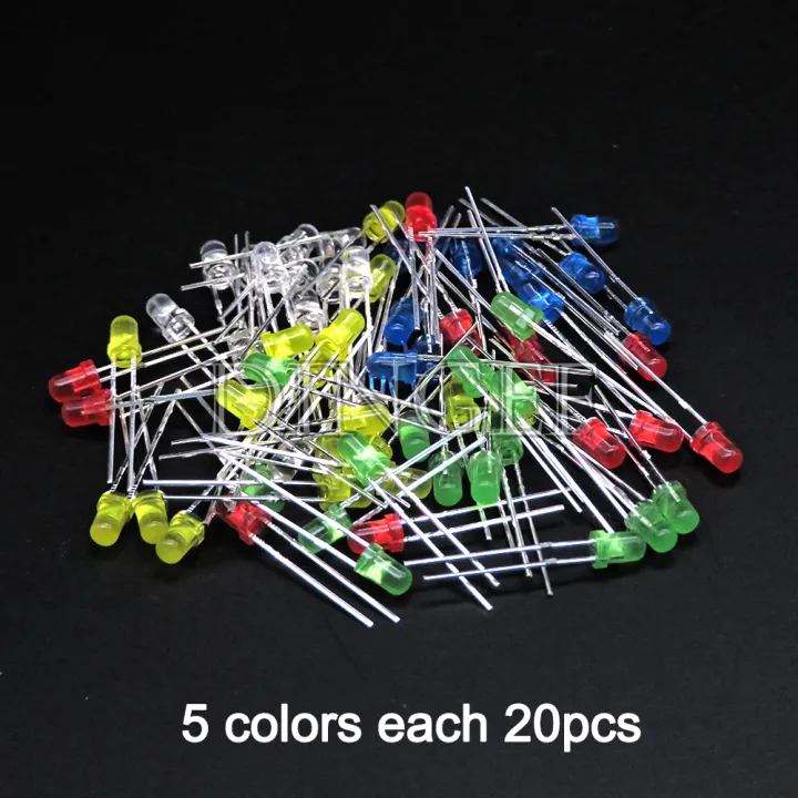 100PCS%203mm%205mm%20LED%20Diode%20F3%20F5%20Assorted%20Kit%20White%20Green%20Red%20Blue%20Yellow%20Orange%20Pink%20White%20DIY%20Light%20Emitting%20LED%20Diode%20Connector%20-%20Image%204