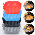 Silicone air fryer special tray food safety reusable square barbecue mat baking tray oven baking mold plate suitable for kitchen. 