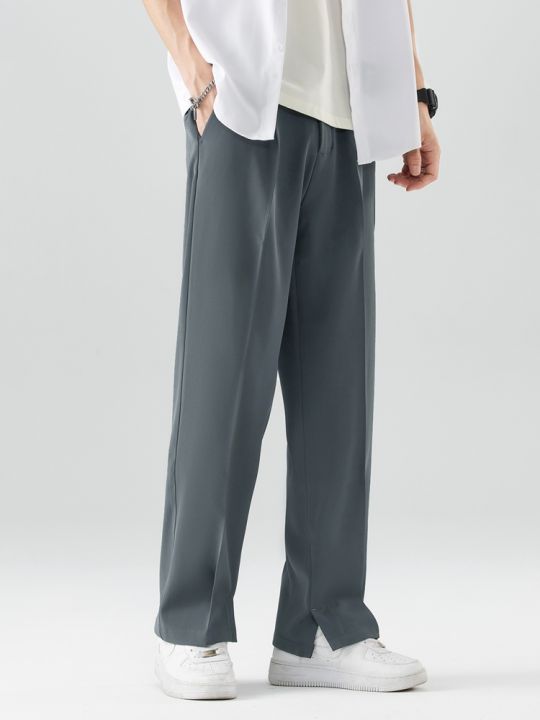 2023%20New%20Summer%20Casual%20Pants%20Men%20Breathable%20Polyester%20Korean%20Fashion%20Semi-Wide%20Banded%20Waist%20Slacks%20Straight%20Loose%20Drape%20Trousers%20-%20Image%204