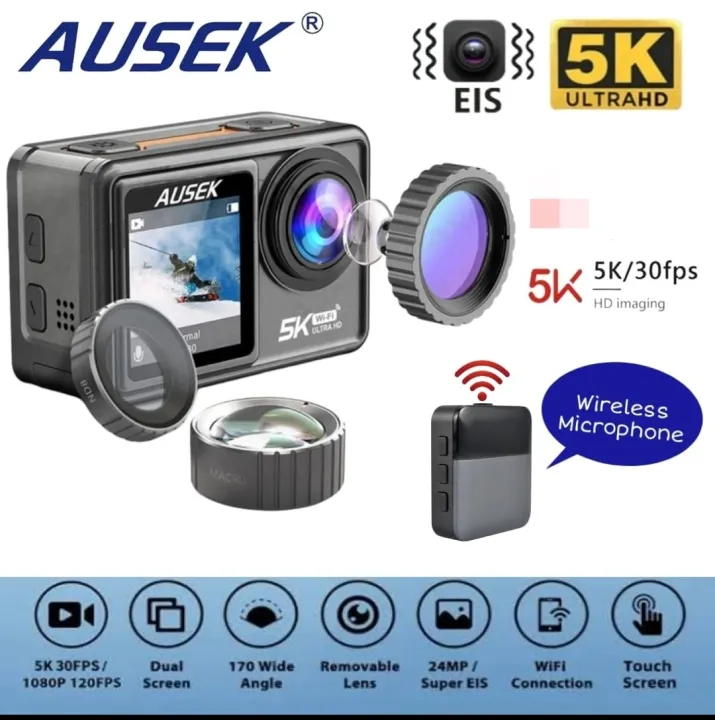 Wireless%20Microphone%20Supported%20Ausek%20Waterproof%205K%20Dual%20Display%20WiFi%20Action%20Camera%20Dual%20Touch%20Screen%20-%20Combo%20Pack%20(Dual%20Battery,%20Charger,%20Microphone,%20Remote)%20with%206%20month%20Warranty%20by%20DRONE%20ZON%20-%20Image%203