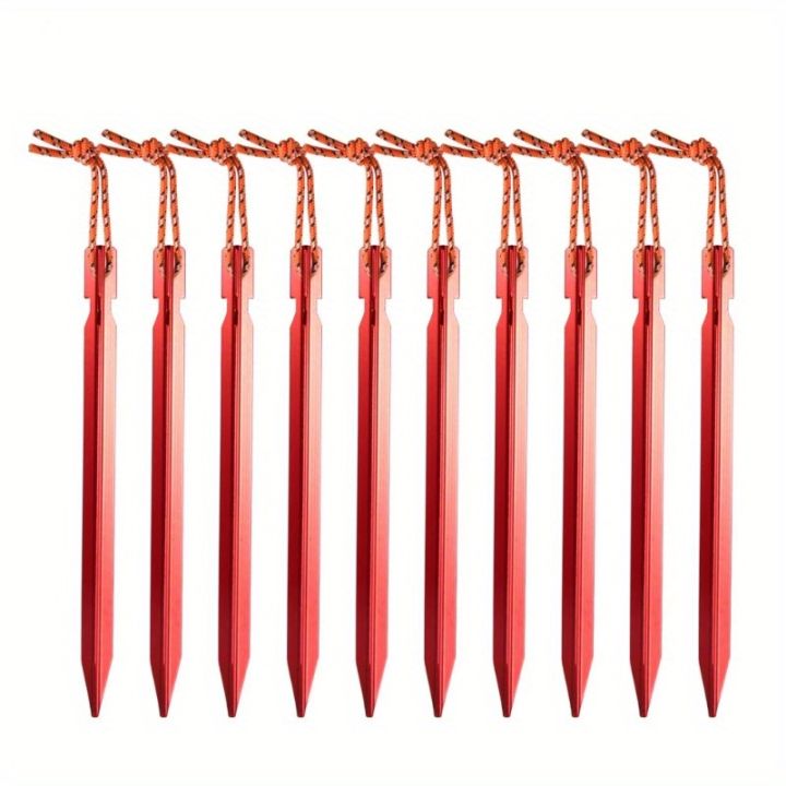 10Pcs/lot%2018cm%20Aluminum%20Alloy%20Yard%20Canopy%20Tent%20Pegs%20Garden%20Stakes%20Ground%20Nail%20Heavy%20Duty%20With%20Reflective%20Cord%20Hammock%20Camping%20-%20Image%202