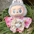 Japanese Style Dress Up for 17cm Labubu Doll Outfit Koi Cherry Blossom Pattern Kimono Doll Suit Doll Decoration Clothes Set. 