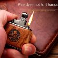 Lighter Pressed Ignition Solid Wood High-End Windproof Durable Vintage Old-Fashioned Gifts. 