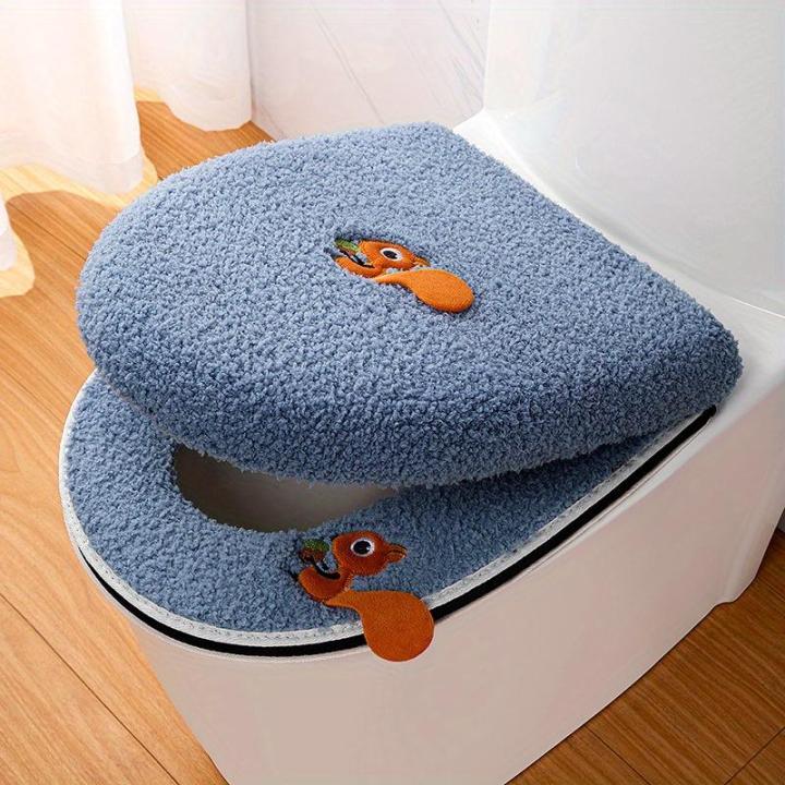 2pc/set Of Warm Toilet Seat Covers, Including Toilet Seat Cover And Toilet Lid Cover, Warm Soft Washable Closestool Seat Cushion