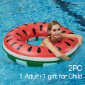 Water Donuts 2-piece Set Watermelon Pattern Pool Inflatable Air Washer Swimming Party Adults and Children Water Play Supplies. 