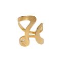 Rust Proof Stainless Steel Big Personal Ring Stylish Creative Minimalist Metal Statement Waterproof Jewelry for Women.
