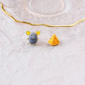 Asymmetric Cute Little Mouse Cheese Stud Earrings For Women Lovely Sweet Small Earrings Party Daily Versatile Jewelry .