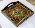 Swati art hand painted wooden serving tray.. 