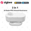 3 In 1 ZigBee 24G MmWave Radar Human Body Presence Motion Sensor +PIR Infrared+illuminance Dectection Home Automation For Z2M. 