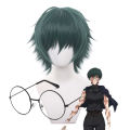 Anime Jujutsu Kaisen Maki Zenin Cosplay Wig Short Green Hair Glasses Shimetsu Kaiyuu Halloween Party.