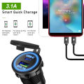 USB-C Dual USB Fast Charging Type-c Socket 12V to 5V 12-24V Charger Motorcycle Dual Connector Charger Adapter Outlet Power. 