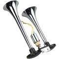 Electric Emergency Horn, 2 Long Steel Mouths, Air Horn for Trucks, Buses, Tour Buses, Ten-Wheeled Vehicles, Boats, Can Be Used with Both 12V and 24V.. 