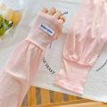 Wrinkle Ice Silk Arm Sleeves for Women Loose Fit Casual Outings Oversized Korean Style Driving Breathable Cooling Sun Sleeves. 