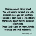 Black writing Uncut Mini sticker sheet - A6 size. 