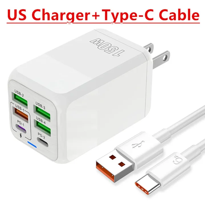 150W%206%20Ports%20USB%20Charger%20PD%20Fast%20Charging%20Charger%20Wall%20Adapter%20EU/US/UK%20Plug%20Charger%20Quick%20Charge%203.0%20Multi%20Ports%20Power%20Adapter%20-%20Image%207
